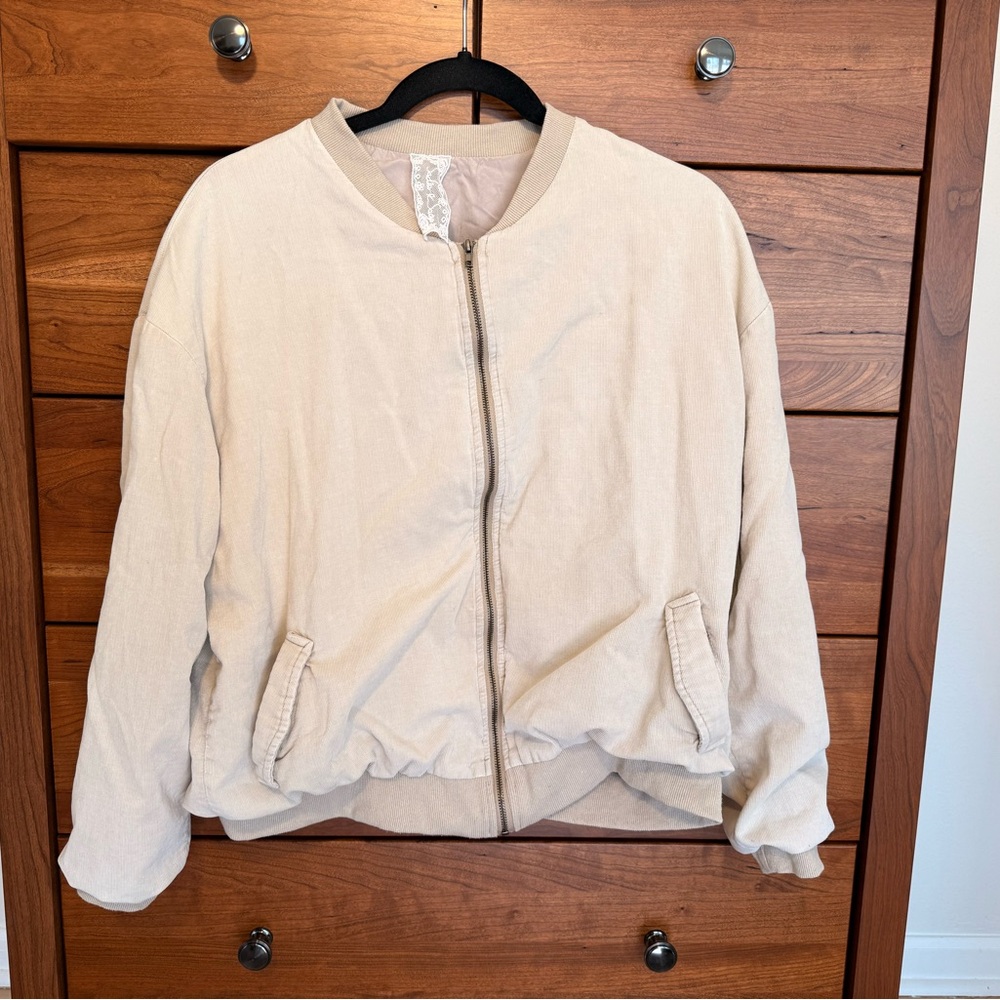 Sadie & Sage Beige Bomber Jacket
